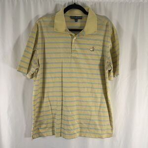 Masters Collection Masters Polo Men's Large Yellow Blue Striped Short Sleeve